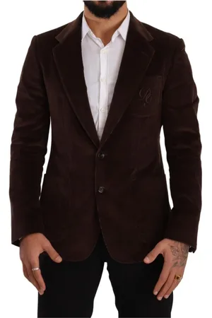 Dolce & Gabbana Jassen, Heren, Bruin, L, Katoen, Luxe Bruine Corduroy Slim Fit Blazer