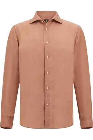 Boggi Milano Overhemden, Heren, Rood, 3Xl, Linnen, Regular Fit Linnen Overhemd
