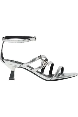 Patrizia Pepe Schoenen, Dames, Grijs, 40 EU, Leer, Zilveren Leren Sandalen Elegant Modieus Ontwerp