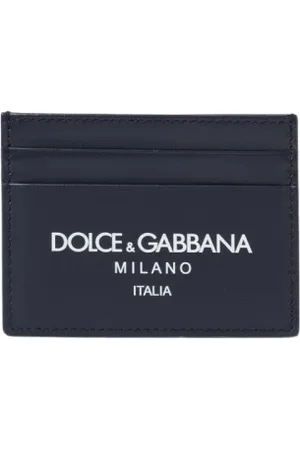 Dolce & Gabbana Accessoires, Heren, Blauw, ONE Size, Leer, Blauwe Leren Kaarthouderportemonnee