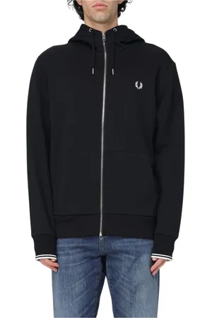 Fred Perry Sweatshirts & Hoodies, Heren, Zwart, XL, Sweatshirt met geborduurd logo