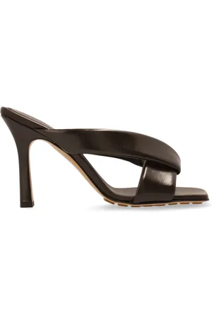 Bottega Veneta Schoenen, Dames, Bruin, 38 1/2 EU, Leer, Leren muiltjes met hak Riva