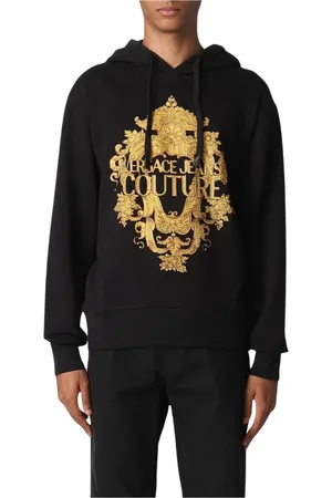VERSACE Sweatshirts & Hoodies, Heren, Zwart, M, Luxe Logo Crewneck Sweatshirt