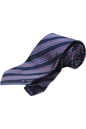 Etro Accessoires, Heren, Blauw, ONE Size, Blauwe Gestreepte Zijden Stropdas