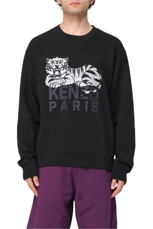 Kenzo Sweatshirts & Hoodies, Heren, Zwart, M, Katoen, Grafische Zwarte Sweatshirt Stijlvol Veelzijdig