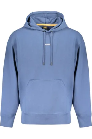 HUGO BOSS Sweatshirts & Hoodies, Heren, Blauw, L, Katoen, Blauwe Katoenen Hoodie met Logo