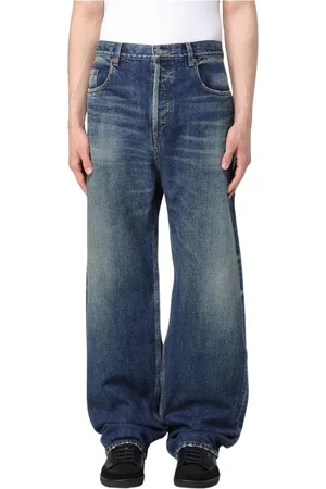 Saint Laurent Jeans, Heren, Blauw, W33, Denim, Premium Denim Wide Leg Jeans