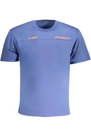 K-Way Tops, Heren, Blauw, M, Katoen, Blauw Katoenen T-shirt met Zak