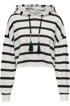 ONLY Sweatshirts & Hoodies, Dames, Zwart, S, Katoen, Hoodie met strepen en lange mouwen