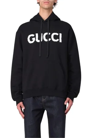 Gucci Sweatshirts & Hoodies, Heren, Zwart, M, Katoen, Iconische Logo Hoodie Sweatshirt Zwart