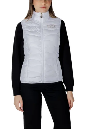 EA7 Jassen, Dames, Wit, XS, Polyester, Witte Gewatteerde Vest Rits Jas