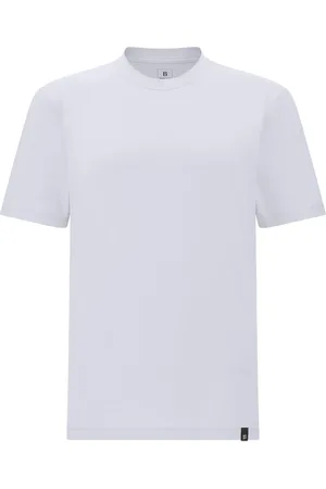 Boggi Milano Tops, Heren, Blauw, L, Katoen, T-shirt van stretch Supima-katoen