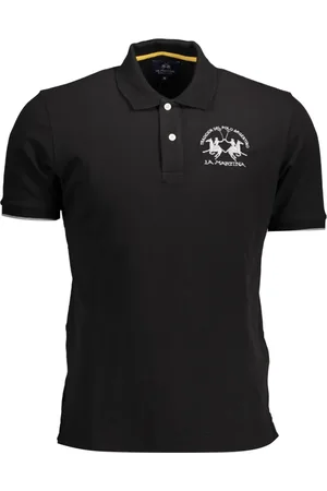 La Martina Tops, Heren, Zwart, L, Zwarte Polo met korte mouwen