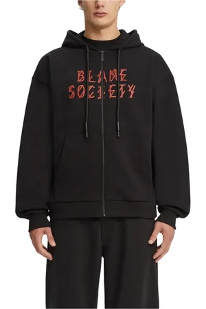 44 Label Group Sweatshirts & Hoodies, Heren, Zwart, S, Leer, Ritsritsjas met rits: Getailleerd, comfortabel, stijlvol