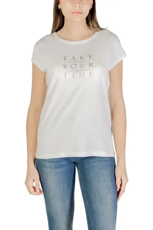 Street one Tops, Dames, Wit, XS, Katoen, Wit Katoenen T-Shirt Partprint Shirt