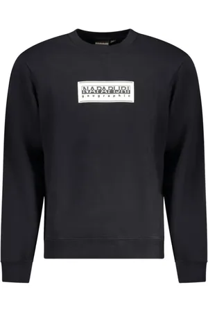 Napapijri Sweatshirts & Hoodies, Heren, Zwart, L, Katoen, Zwarte Katoenen Sweater met Logoprint