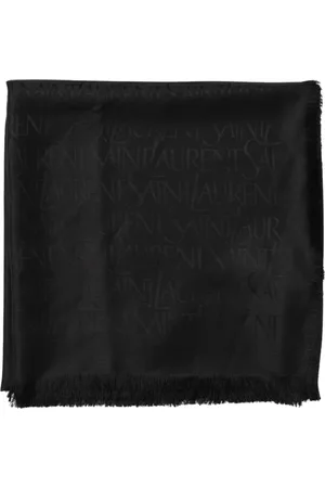Saint Laurent Accessoires, Heren, Zwart, ONE Size, Logo Sjaal Zwart Elegant Accessoire