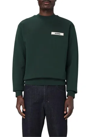 Jacquemus Sweatshirts & Hoodies, Heren, Groen, XL, Katoen, Zwart Geborduurd Sweatshirt
