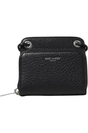 Saint Laurent Accessoires, Heren, Zwart, ONE Size, Leer, Compact Leren Ritsportemonnee