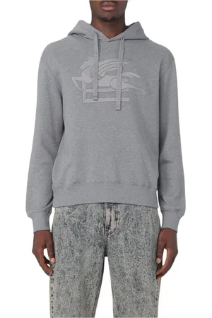 Etro Sweatshirts & Hoodies, Heren, Grijs, M, Katoen, Pegasus Logo Hoodie