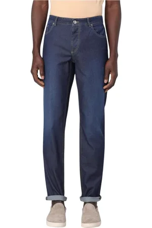 Brunello Cucinelli Jeans, Heren, Blauw, L, Denim, Slim Fit Denim Jeans