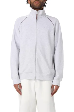 Brunello Cucinelli Sweatshirts & Hoodies, Heren, Grijs, M, Katoen, Luxe Zip-Up Sweatshirt in Grijs