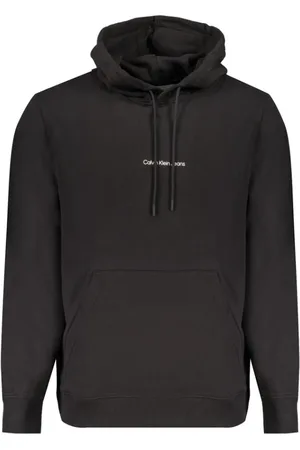 Calvin Klein Sweatshirts & Hoodies, Heren, Zwart, S, Katoen, Zwarte katoenen hoodie sweatshirt