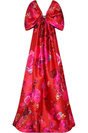 Camilla Kleedjes, Dames, Rood, S, Katoen, Bloemen Maxi Jurk in Rood