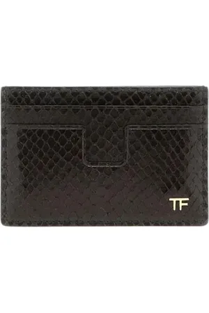 Tom Ford Accessoires, Heren, Bruin, ONE Size, Leer, Leren kaarthouderportemonnee