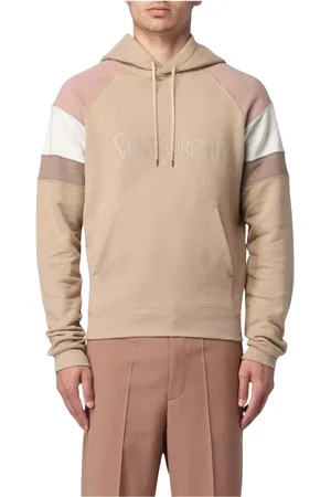 Saint Laurent Sweatshirts & Hoodies, Heren, , S, Katoen, Nude Colorblock Hoodie Sweatshirt