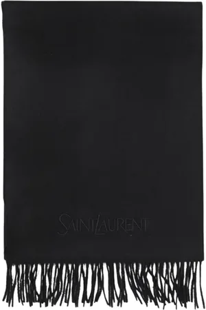 Saint Laurent Accessoires, Heren, Zwart, ONE Size, Wol, Zwarte Wol Fringe Sjaal