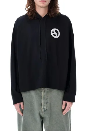 Acne Studios Sweatshirts & Hoodies, Heren, Zwart, L, Katoen, Zwarte Cirkel Logo Hoodie Sweatshirt