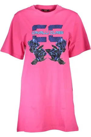 Roberto Cavalli Kleedjes, Dames, Roze, XL, Katoen, Roze Katoenen Damesjurk