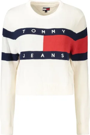 Tommy Hilfiger Truien, Dames, Veelkleurig, L, Katoen, Witte Katoenen Dames Trui
