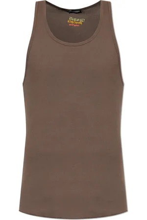 Dsquared2 Tops, Heren, Bruin, XL, Katoen, Mouwloos T-shirt