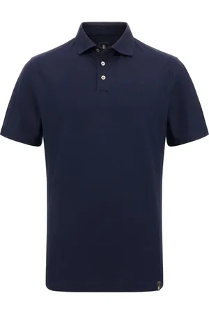 Boggi Milano Tops, Heren, Blauw, L, Katoen, Katoenen Crepe Jersey Polo Shirt