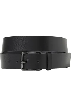 HUGO BOSS Accessoires, Heren, Zwart, 115 CM, Klassieke Zwarte Leren Riem
