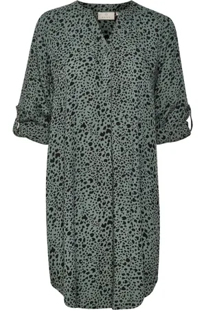 Kaffe Kleedjes, Dames, Groen, 2Xl, Leo Print Jurk