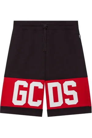 GCDS Korte broeken, Heren, Zwart, L, Katoen, Sportieve Katoenen Shorts met Logoband