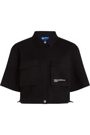 Karl Lagerfeld Overhemden, Dames, Zwart, XS, Katoen, Overhemden Zwart