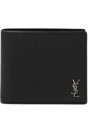 Saint Laurent Accessoires, Heren, Zwart, ONE Size, Leer, Zwarte Leren Bifold Portemonnee