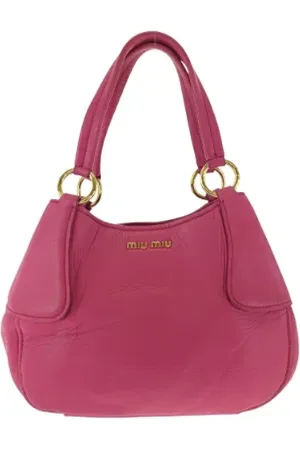 Miu Miu Pre-owned, Dames, Roze, ONE Size, Leer, Tweedehands leren handtassen