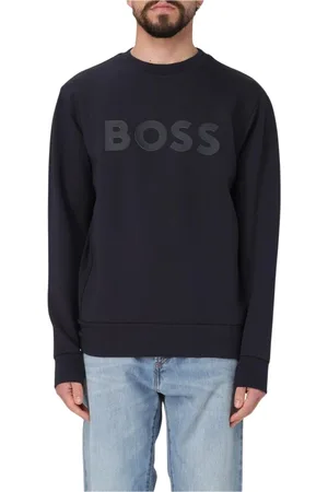 HUGO BOSS Sweatshirts & Hoodies, Heren, Blauw, S, Blauwe Crew Neck Sweatshirt voor Mannen
