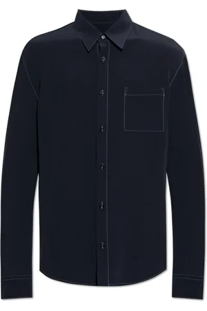 Giorgio Armani Overhemden, Heren, Blauw, XL, Zijden overhemd