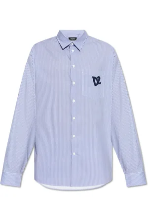 Dsquared2 Overhemden, Heren, Blauw, M, Katoen, Shirt capsule `Summer Lovers`