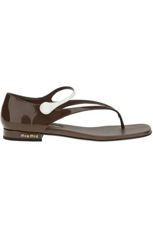 Miu Miu Schoenen, Dames, Grijs, 36 EU, Leer, Lakleren Teenslippers