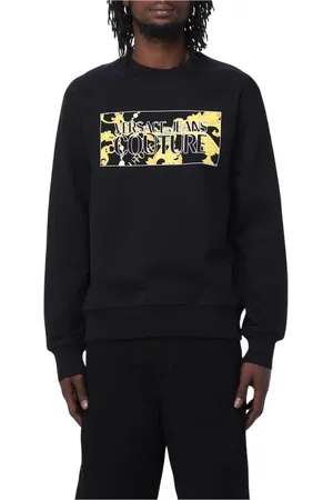 VERSACE Sweatshirts & Hoodies, Heren, Zwart, M, Katoen, Zwart Logo Sweatshirt Stijlvol Comfortabel