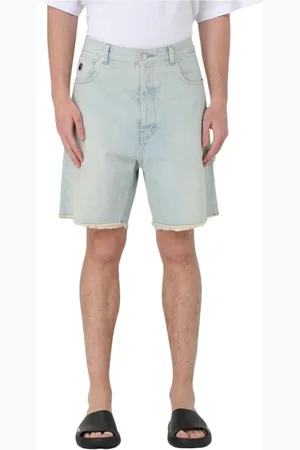 AMBUSH Korte broeken, Heren, Blauw, W33, Denim, Versleten Denim Shorts