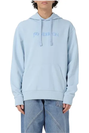 J.W.Anderson Sweatshirts & Hoodies, Heren, Blauw, S, Katoen, Grijze Logo Hoodie Sweatshirt