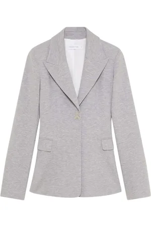 Patrizia Pepe Jassen, Dames, Grijs, M, Polyester, Grijze Fly Geborduurde Slim Jas